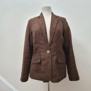 LANDS END Brown Women's Single-Button Blazer Jacket 10